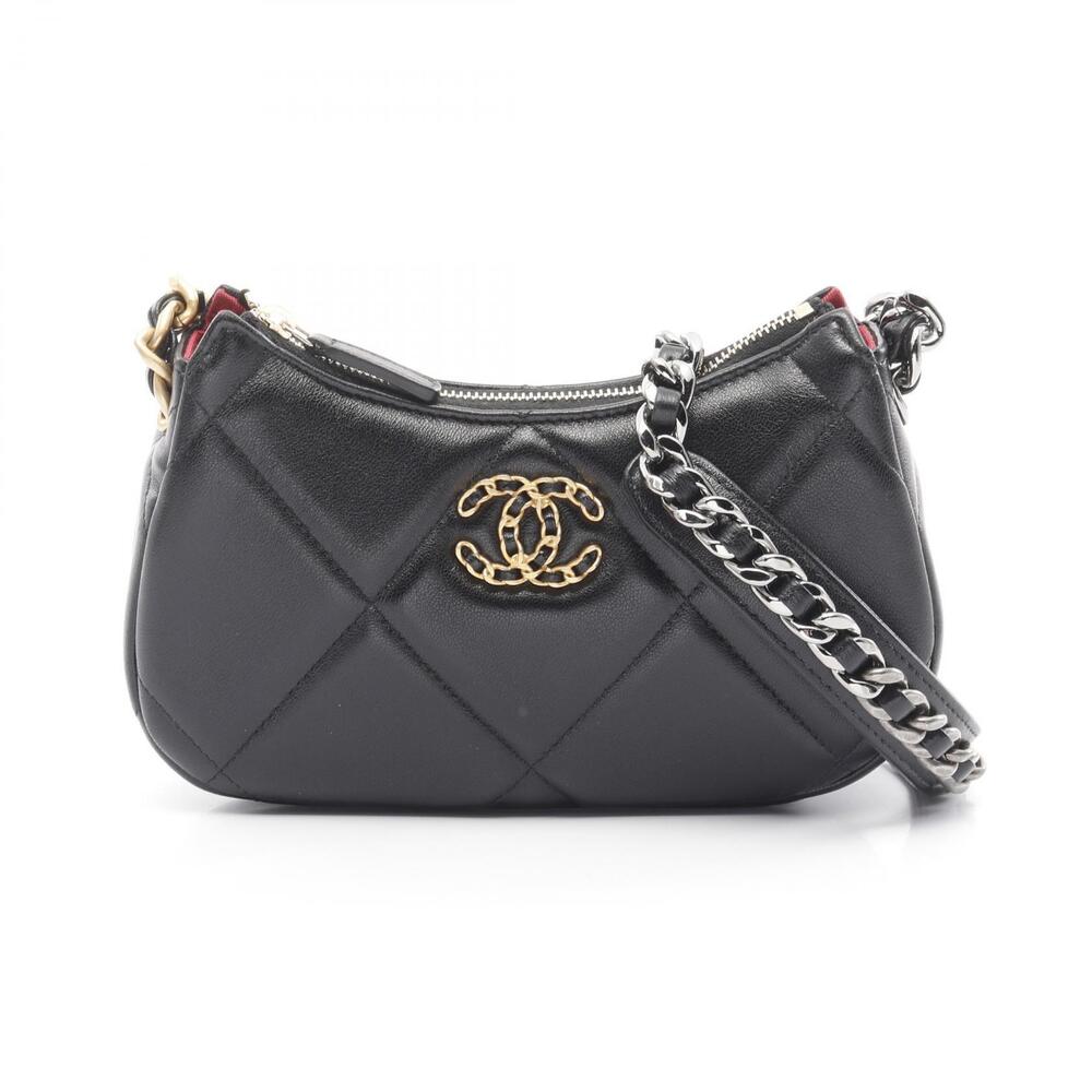 Chanel Matelasse Hobo Shoulder Bag Leather Black